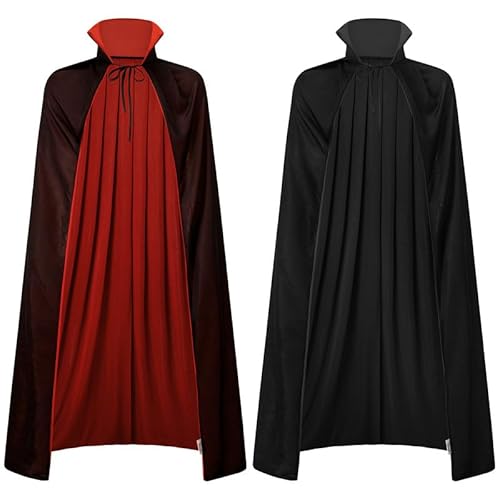 Halloween Kostüm Männer Cape Maskerade Cosplay Vampir Stehkragen Mittelalter Verkleiden 140CM von Mainfini