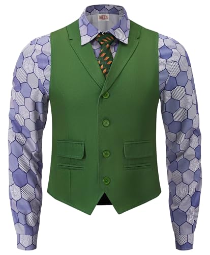 Mainfini Herren Karneval Joker Kostüm Clown Hemd Elegantes Verkleiden Party Lustiges Outfit Weste XXL von Mainfini