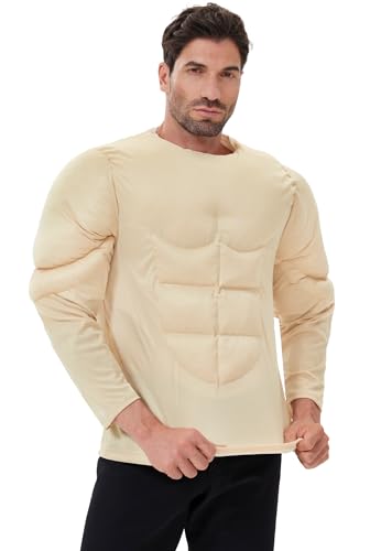 Mainfini Herren Muskel Shirt Kostüme Halloween Muskel Suit Body Builder Haut Cosplay Crewneck Falsch Muskel Ausrüstungen M von Mainfini