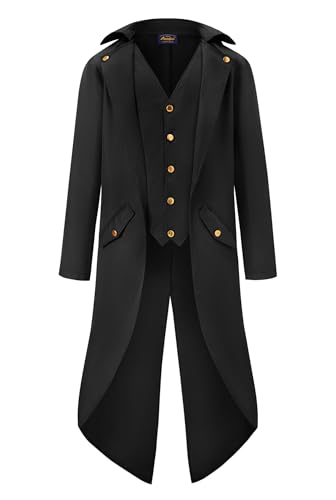 Mainfini Herren Steampunk Frack Jacke Viktorianisch Gehrock Renaissance Gotisch Uniform Mittelalterlich Halloween Kostüme S von Mainfini