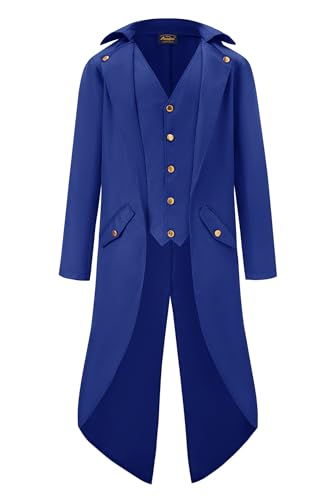 Mainfini Männer Gehrock Renaissance Steampunk Frack Jacke Blau Coat Mittelalterlich Gotisch Knopf Jacke The Beat Tuxedo L von Mainfini