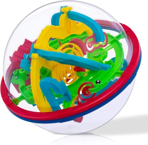 Mainiusi 3D Kugellabyrinth 12cm, 3D Labyrinth Balls mit 100 Etappen Kugelspiel, 3D Intellektball Magic Maze Kugel Labyrinth Puzzle Ball für Geburtstag Weihnachten, Spielzeug ab 4 5 6 7 8 Jahr von Mainiusi