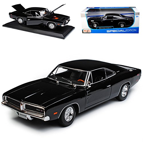 Dodge Charger R/T Coupe Schwarz 1969 Bekannt aus The Fast and The Furious 1/18 Maisto Modell Auto mit individiuellem Wunschkennzeichen von Birsppy