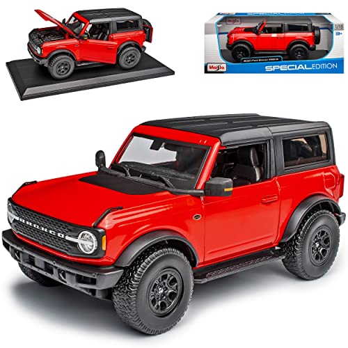 Ford Bronco Wildtrak Rot 6. Generation Ab 2021 1/18 Modell Auto mit individiuellem Wunschkennzeichen von Maisto Ford