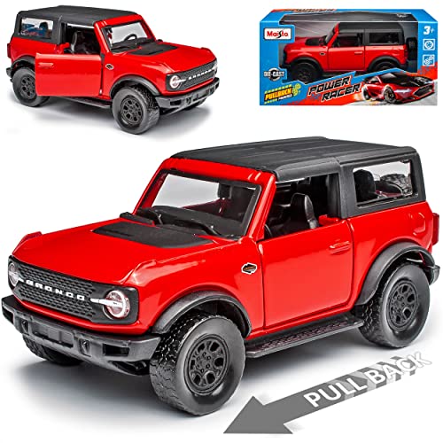 Ford Bronco Wildtrak Rot 6. Generation Ab 2021 ca 1/43 Modell Auto mit individiuellem Wunschkennzeichen von Maisto Ford