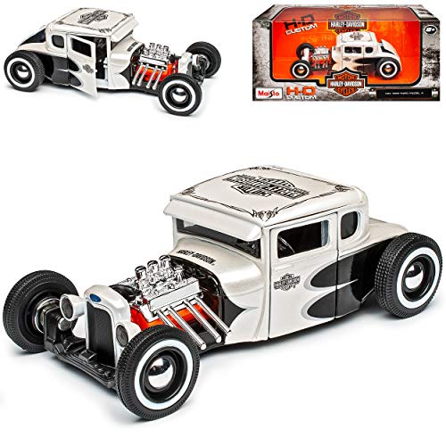 Ford Model A 1929 Weiss Schwarz Hot Rod HarIey Davdson 1/24 Maisto Modell Auto mit individiuellem Wunschkennzeichen von Maisto Ford