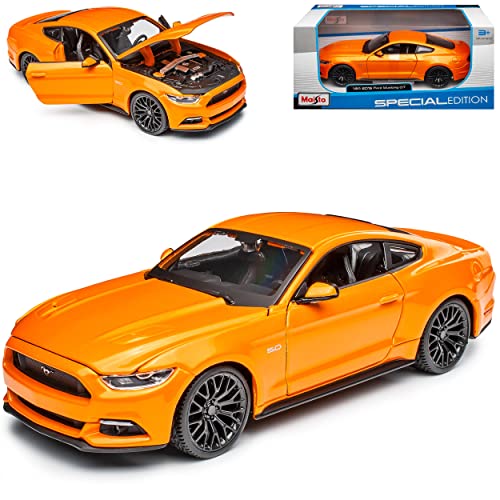 Ford Mustang GT VI Coupe Orange Modell Ab 2014 1/24 Modell Auto mit individiuellem Wunschkennzeichen von Maisto Ford