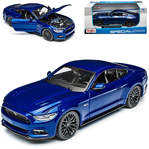 Ford Mustang VI Coupe Blau Ab 2014 1/24 Modell Auto mit individiuellem Wunschkennzeichen von Maisto Ford