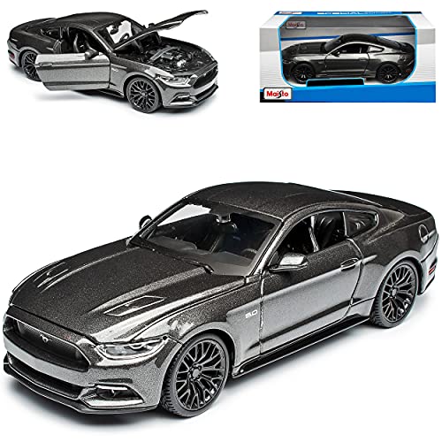 Ford Mustang VI Coupe Grau Ab 2014 1/24 Modell Auto mit individiuellem Wunschkennzeichen von Maisto Ford