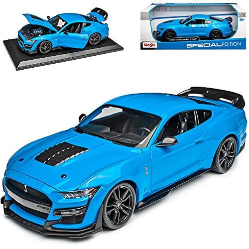 Ford Shelby Mustang GT500 Snake VI Coupe Hell Blau Modell Ab 2014 Version Ab 2020 1/18 Modell Auto mit individiuellem Wunschkennzeichen von Maisto Ford