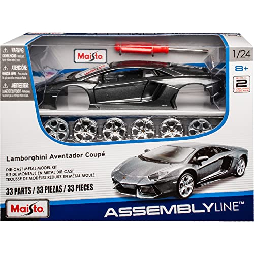 Lamborgihini Aventador Coupe Grau Ab 2011 Bausatz Kit 1/24 Modell Auto mit individiuellem Wunschkennzeichen von Maisto Lamborgihini