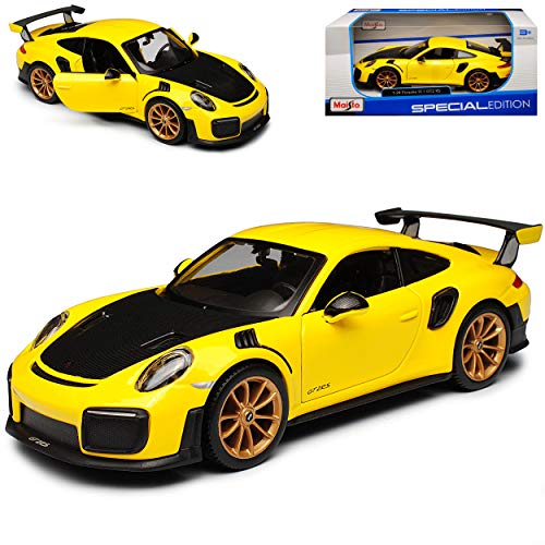 Porsche 911 991 GT2 RS Coupe Gelb mit Schwarz Streifen 2011-2019 1/24 Modell Auto von ZYZYZK