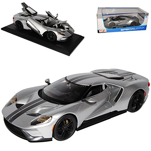 Ford GT 2017 Coupe Silber mit Schwarzen Streifen 1/18 Maisto Modell Auto von koenig-tom