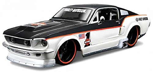 Harley Davidson, 1967 Ford Mustang GT rot/silber, Maisto 1:24 von Maisto