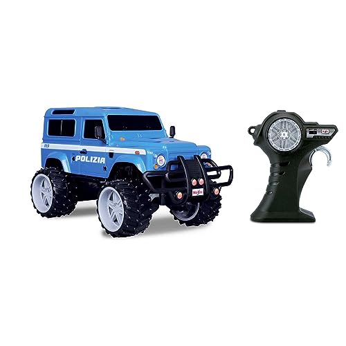 Maisto, RC Land Rover Defender Polizei 2,4 GHz 1:16, ferngesteuertes Geländewagen für Kinder ab 8 Jahren, Batterien Nicht im Lieferumfang enthalten, Blau, 926905.004 von Maisto