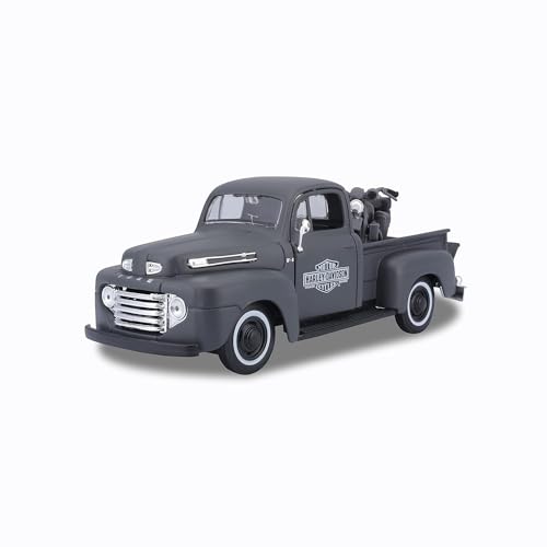 Maisto 2043053 32185 WLA Flathead -1942 + Ford F1 Pickup -1948 Transporter 1:24, schwarz von Maisto