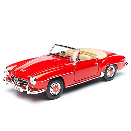 Maisto Mercedes 190SL '55, Modellauto mit Federung, Maßstab 1:18, Türen und Motorhaube beweglich, Fertigmodell, lenkbar, 24 cm, rot (531824) von Bauer Spielwaren