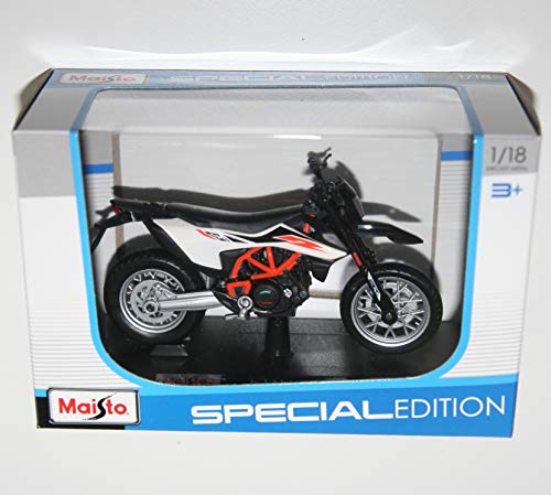 Maisto 39300-19131 KTM 690 SMC R, Weiss/orange, 1:18, Fertigmodell von Maisto