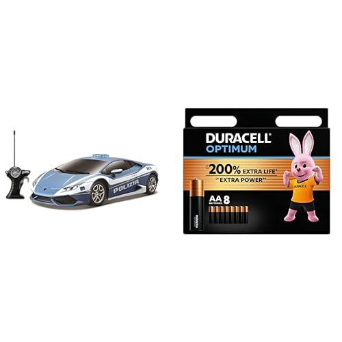 Maisto 581271 - Ferngesteuertes Modellauto 1:14 Lamborghini Huracan LP 610-4 Polizei, blau + Duracell Optimum Batterien AA, 8 Stück, bis zu 200% zusätzliche Lebensdauer oder extra Power Maisto 581271 - Ferngesteuertes Modellauto 1:14 Lamborghini Huracan LP 610-4 Polizei, blau + Duracell Optimum Batterien AA, 8 Stück, bis zu 200% zusätzliche Lebensdauer oder extra Power von Maisto