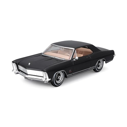 Maisto Buick Riviera (1965): Modellauto im Maßstab 1:24, Motorhaube und Türen beweglich, schwarz (531214BK) von Maisto