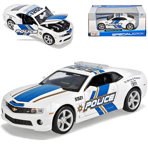 Maisto Chevrolet Chevy Camaro Ss RS 2010 Police Polizei Weiss 1/24 Modellauto Modell Auto von Maisto