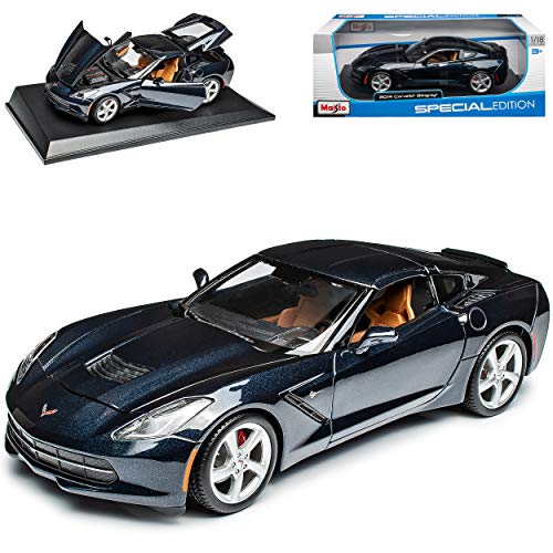 Maisto Chevrolet Chevy Corvette C7 Stingray Coupe Dunkel Blau Metallic Ab 2013 1/18 Modell Auto mit individiuellem Wunschkennzeichen von Maisto