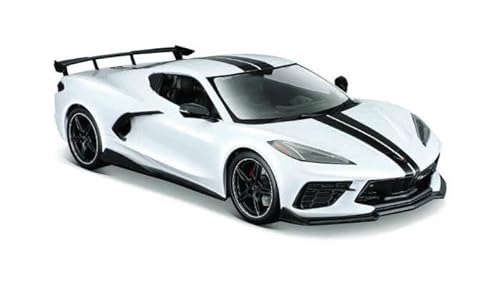 Maisto Chevrolet Corvette Stingray Coupe 2021: Modellauto im Maßstab 1:24, Türen beweglich, weiß (531534W) von Maisto