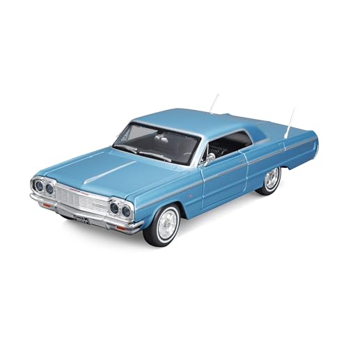 Maisto Chevrolet Impala (1964): Modellauto im Maßstab 1:24, Türen beweglich, blau (532908) von Maisto