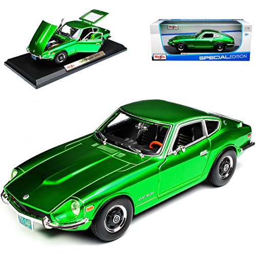 Maisto Datsun Nisan 240Z Fairlady Z Coupe Grün Metallic 1969-1978 1/18 Modell Auto mit individiuellem Wunschkennzeichen von Maisto