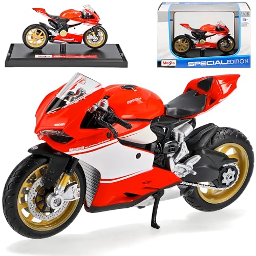 Maisto Ducati 1199 Superleggera Rot Weiss Ab 2014 Mit Sockel 1/18 Modell Motorrad von Maisto