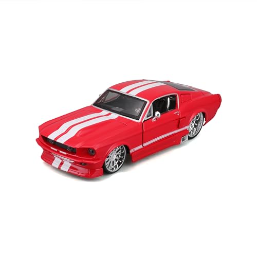 Maisto Ford Mustang GT (1967): Modellauto im Maßstab 1:24, Türen beweglich, rot (531094R) von Maisto