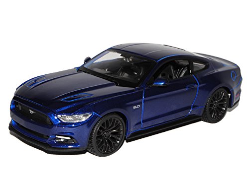 Maisto Ford Mustang VI Coupe Blau Ab 2014 1/24 Modell Auto mit individiuellem Wunschkennzeichen von Maisto