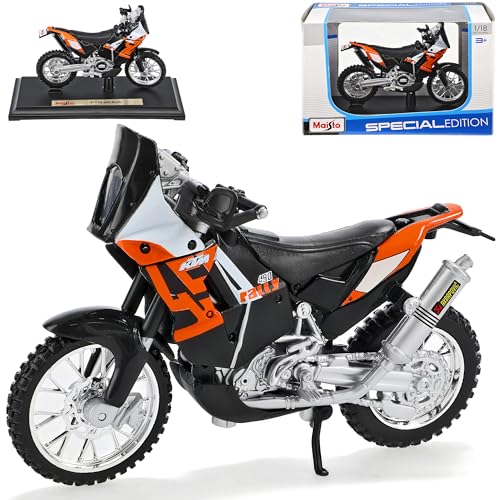 Maisto K-T-M Cycle 450 Rally Enduro Orange 1/18 Modell Motorrad mit individiuellem Wunschkennzeichen von Maisto