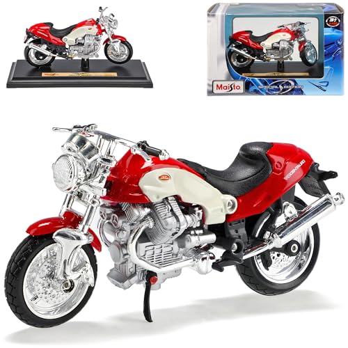 Maisto Moto Guzzi V10 Centauro Rot Weiss mit Sockel 1/18 Modell Motorrad mit individiuellem Wunschkennzeichen von koenig-tom