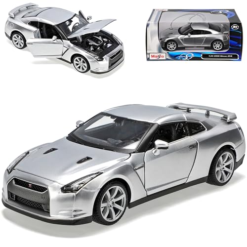 Maisto Nissan Skyline GTR R35 Coupe Silber Ab 2009 1/24 Modell Auto mit individiuellem Wunschkennzeichen von Maisto