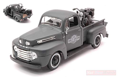 Maisto Scale Modell KOMPATIBEL MIT Ford F1 Pick UP 1948 W/Harley Davidson WLA Flathead MATT Grey 1:24 MI32185D von Maisto