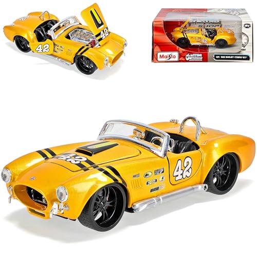 Maisto Shelby AC Cobra 427 1965 Cabrio Racing Gelb Nr 42 1/24 Modell Auto von Maisto