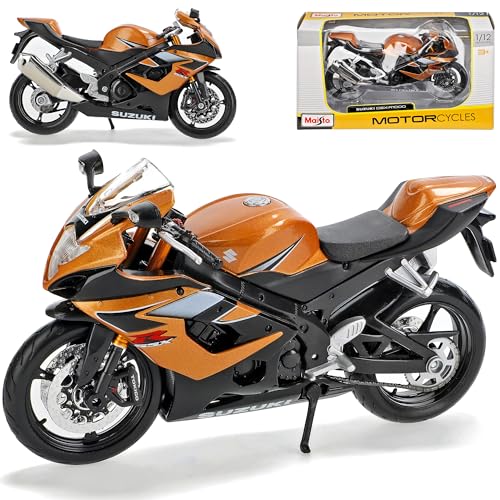 Maisto Suzuki GSX-R1000 Gold Braun 1/12 Modell Motorrad mit individiuellem Wunschkennzeichen von Maisto