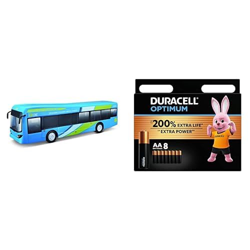 Maisto Tech R/C City Bus: Ferngesteuerter Bus mit Licht und automatischen Türen, mit Mini-Pro Controller, ab 5 Jahren, 33 cm, Batterien Nicht enthalten, blau (582734) + Duracell Optimum Batterien AA, von Maisto