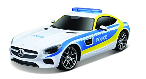 Maisto Tech R/C Mercedes AMG GT Polizei: Ferngesteuertes Auto im Maßstab 1:24, 2,4 GHz, mit Pistolengriff-Steuerung, ab 5 Jahren, 20 cm, weiß-blau (581527) von Maisto