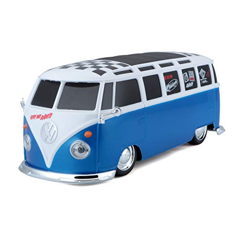 Maisto Tech R/C VW Bus Samba: Ferngesteuertes Auto im Maßstab 1:24, 2,4 GHz, mit Pistolengriff-Steuerung, ab 5 Jahren, 20 cm, blau-weiß (581529) von Maisto