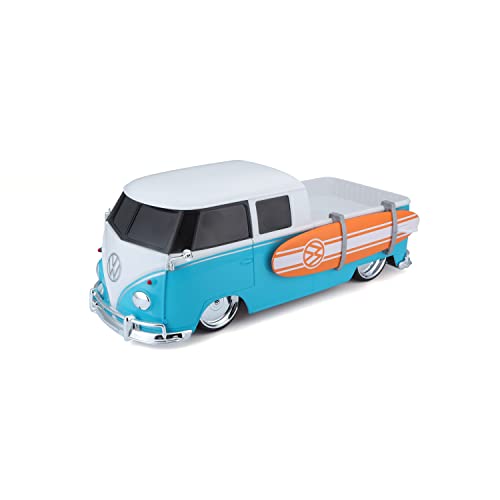 Maisto Tech R/C VW Bus T1 Pick-up Surf: Ferngesteuertes Auto im Maßstab 1:16, 2,4 GHz Frequenz, mit Pistolengriff-Steuerung, ab 5 Jahren, 33 cm, Batterien Nicht enthalten, hellblau-weiß (582708) von Maisto