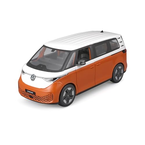 Maisto VW ID.Buzz (2023): Modellauto im Maßstab 1:25, Kofferraum und Türen beweglich, weiß-orange (532914O) von Maisto