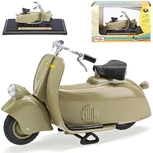 Maisto Vespa Mp5 Mo 5 PAperino 1945 Grau Braun mit Sockel 1/18 Modellmotorrad Modell Motorrad von koenig-tom