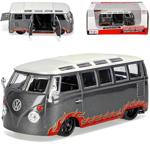 Maisto Volkwagen T1 Grau Tuning Samba Bully Bus 1950-1967 1/25 1/24 Modell Auto von koenig-tom