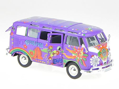 VW T1 Samba Bus lila Dekor Hippie Modellauto 532301 Maisto 1:24 von koenig-tom