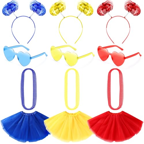 Maiteenly 27-teiliges Tutu-Kostüm-Zubehör-Set für Damen, Pompon, Stirnband, Herz, Sonnenbrille, Halsketten für Halloween, Leuchtende Farbe, Einheitsgröße von Maiteenly