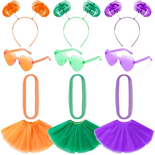 Maiteenly 27-teiliges Tutu-Kostüm-Zubehör-Set für Damen, Pompon, Stirnband, Herz, Sonnenbrille, Halsketten für Halloween, helle Farbe, Einheitsgröße von Maiteenly