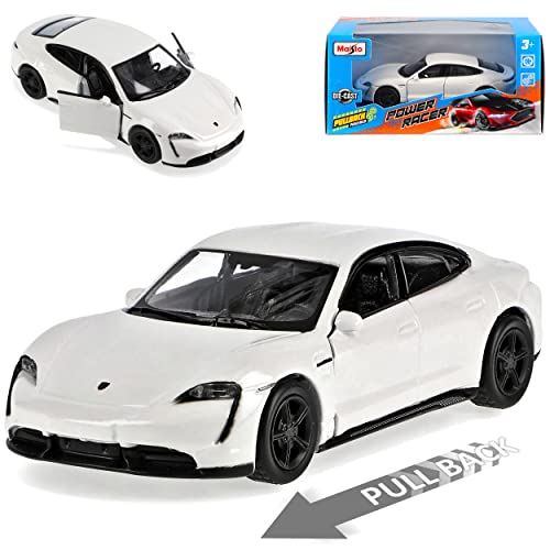 Porsche Taycan Weiss Ab 2019 ca 1/43 M*a*i*s*t*o Modell Auto mit individiuellem Wunschkennzeichen von Maito