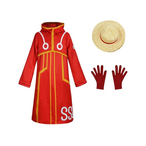 Maiukuoye Anime Affe Egghead Island Cosplay Kostüm Hoodie Jacke Mantel Robe Umhang Halloween Outfit, Rot Erwachsene, L von Maiukuoye